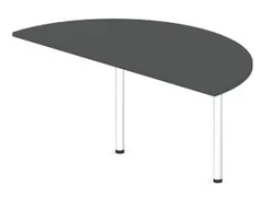 aanbouwtafel,i.h.v.,HxBxD 720-840x1600x800mm,halfrond,MS-donkergrijs