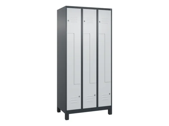 Z-garderobekast,HxBxD 1950x900x500mm,vak B 150/300mm,cil.-slot,voeten
