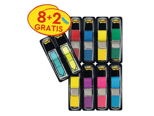 Indextabs 3M Post-it 683 11.9x43.2mm 8 kleuren assorti + 2 sets pijl