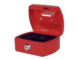 Geldkist Pavo met muntgleuf 125x95x60mm rood