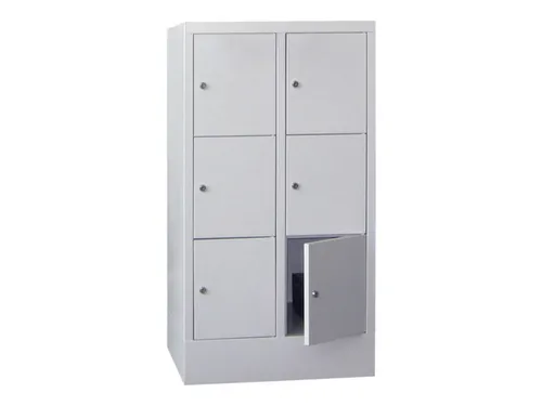 lockerkast,HxBxD 1187x600x500mm,2x3vakken,RAL7035,front RAL7035
