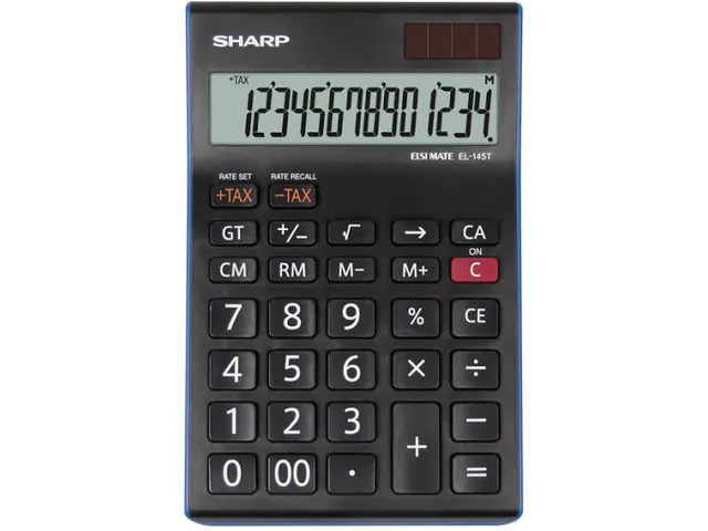 Calculator Sharp-EL145TBL zwart-blauw desktop