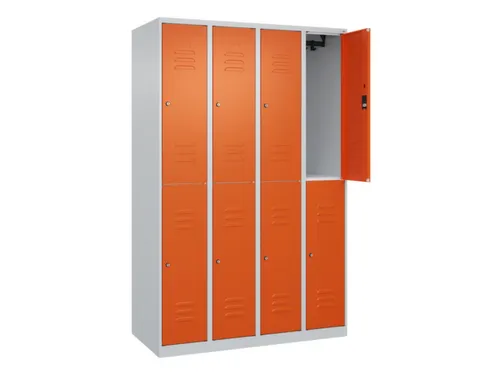 dubbeldekse locker,HxBxD 1850x1200x500mm,4x2vak.,vak B 300mm,cil.-slot