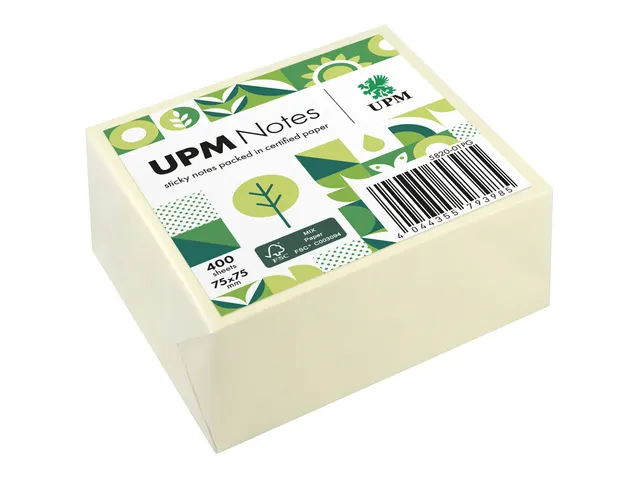 UPM notes 75x75 pastel geel blok 400 vel