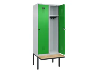 locker met bank,HxBxD 2120x800x815mm,2vak,vak B 400mm,draaigrendel - 2