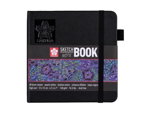 Schetsboek Sakura 80 zwarte vellen 140gr 120x120mm zwart
