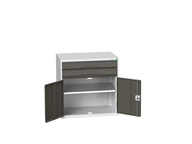ladekast HxBxD 800x800x550mm 2laden 2deuren RAL7035 front RAL7016