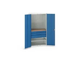 Systeemkast 2000x1050x550mm 1xlegbord 3laden RAL7035+RAL5010