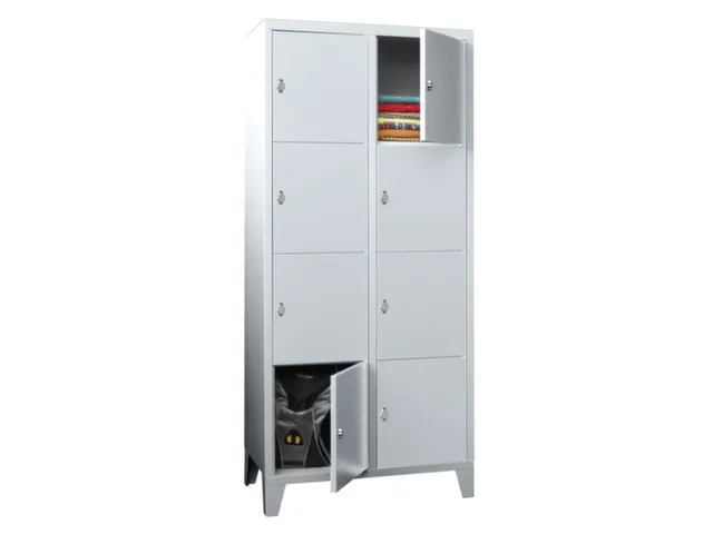 lockerkast,RAL 7035,HxBxD 1850x800x500mm,2x4vakken,vak B 400mm