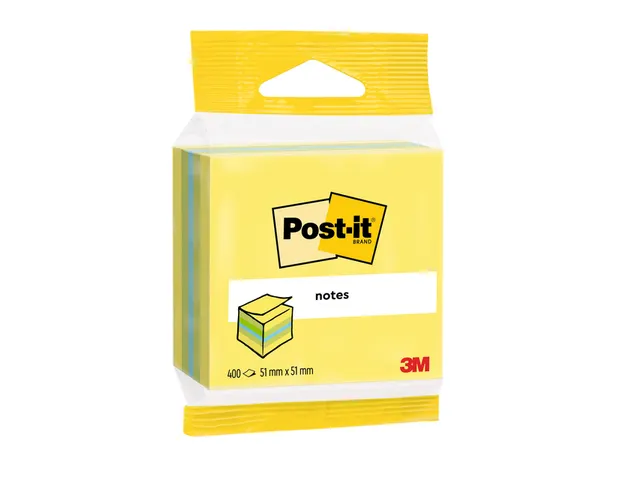 Bloc-mémos 3M Post-it 2012L 51x51mm cube assorti 400 feuilles