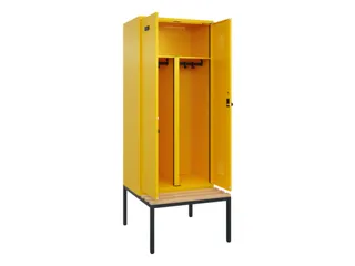 PBM-locker met bank,HxBxD 2120x800x815mm,2vak,vak B 400mm,draaigrendel - 1