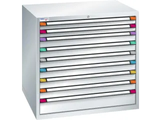 ladekast,HxBxD 1000x1005x695mm,9lade(n),RAL7035,front RAL7035 - 2