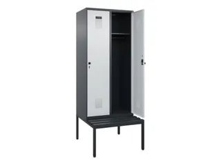 locker met bank,HxBxD 2120x800x815mm,2vak,vak B 400mm,draaigrendel - 1