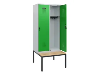 locker met bank,HxBxD 1950x800x815mm,2vak,vak B 400mm,draaigrendel - 1