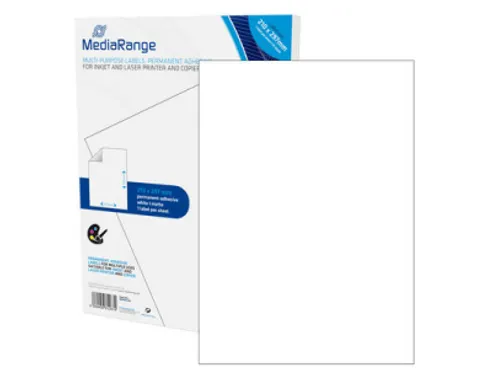 Mediarange Etiketten A4 (210X297Mm) 50Stuk Wit Permanent