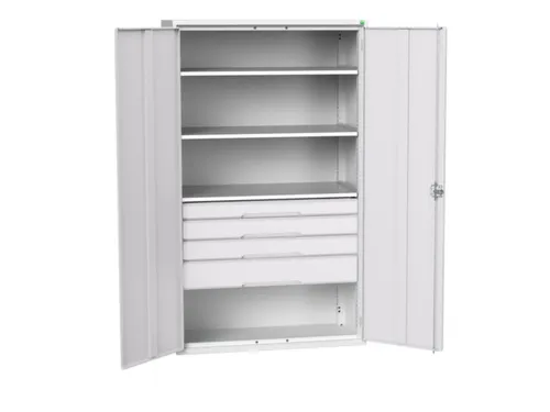 universele kast,HxBxD 2000x1300x550mm,3xStalen bodem,4lade(n)