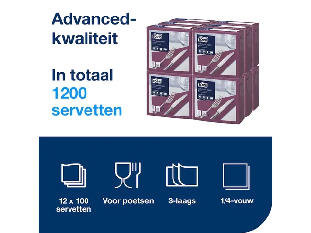 Tork 477775 Soft Dinnerservet Advanced Paars 39x39cm