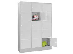 lockerkast,RAL 7035,HxBxD 1850x1200x500mm,3x5vakken,vak B 400mm