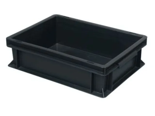 ESD-stapelbak,HxLxB 150x600x400mm,27l,PP,zwart,Wanden gesloten