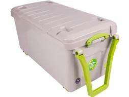 Recycled opbergkoffer wieltjes 160 Liter grijs