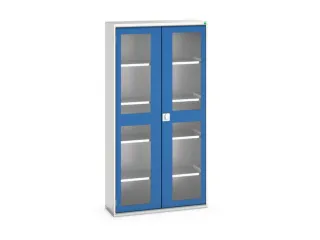 vitrinekast 2000x1050x350mm 4xStalen bodem romp RAL7035 front RAL5010 - 1