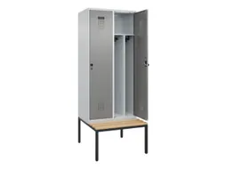 locker met bank,voor scheiding van kleding,HxBxD 2120x800x815mm,2vak