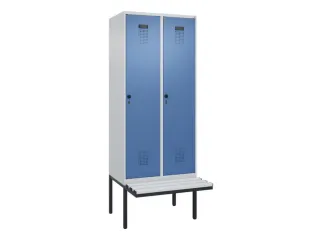 locker met bank,HxBxD 2120x800x815mm,2vak,vak B 400mm,draaigrendel - 2