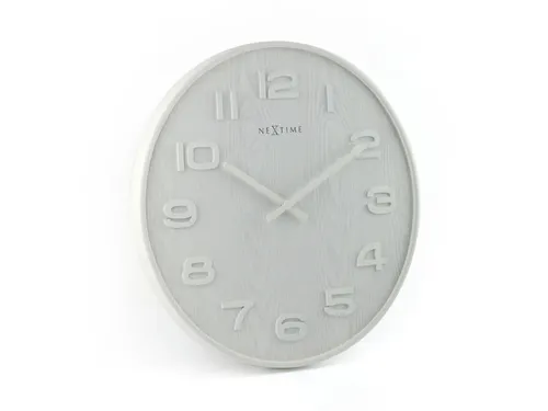 Wandklok Nextime dia. 53 x 3 cm, hout, wit, 'Wood Wood Big'