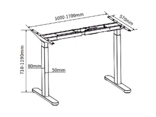 Zit-sta Bureau Frame Zwart Dubbele Motor Werkhoogte 71cm tot 119cm - 5