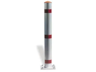 Afzetpaal Ronde Buis Ø 76Mm Vast Bodemplaat Spitse Kop Wit/rood - 1