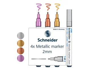 Metallic marker Schneider Paint-it 011 2mm etui 4st. (metallic zilver, - 2