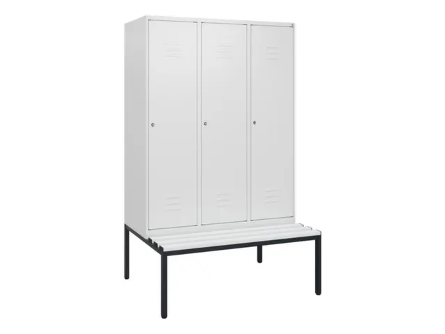 locker met bank,HxBxD 1950x1200x815mm,3vak,vak B 400mm,cil.-slot