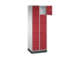 lockerkast,RAL 7035/RAL 3003,HxBxD 1950x620x500mm,2x5vakken,cil.-slot
