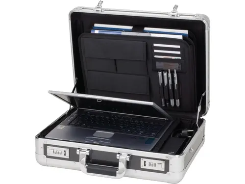laptop koffer Alumaxx C-1 aluminium zilver-carbonlook 17 inch