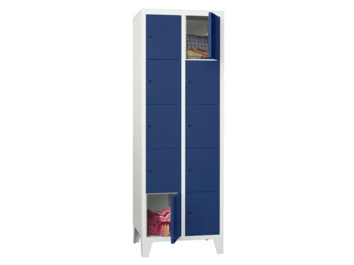 lockerkast,HxBxD 1850x600x500mm,2x5vakken,RAL7035,front RAL5010