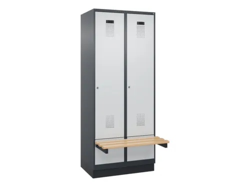 locker met bank,HxBxD 1950x800x815mm,2vak,vak B 400mm,cilinderslot