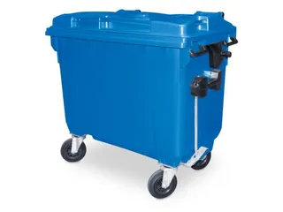 Vuilcontainers,660l,romp HDPE blauw,HxBxD 1165x1265x775mm,4zwenkwielen - 1