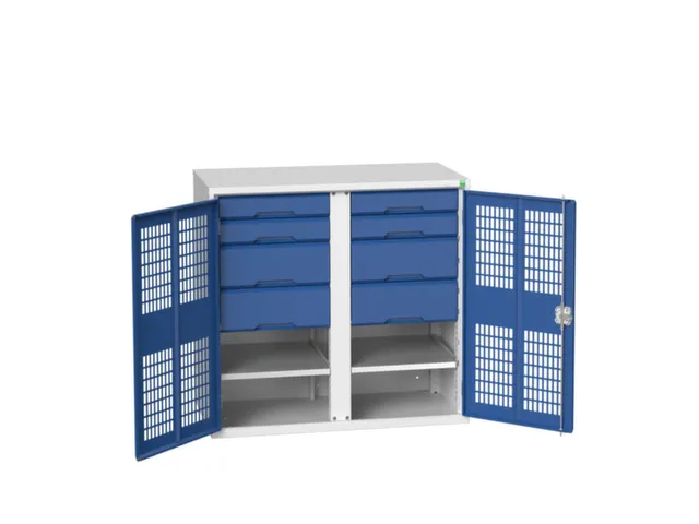 universele kast,HxBxD 1000x1050x550mm,2xStalen bodem,8lade(n)