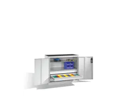 grootvolumekast met openslaande deuren,romp RAL7035,front RAL7035
