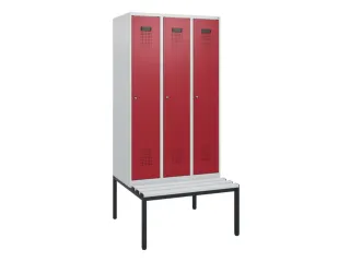 locker met bank,HxBxD 1950x900x815mm,3vak,vak B 300mm,cilinderslot - 2