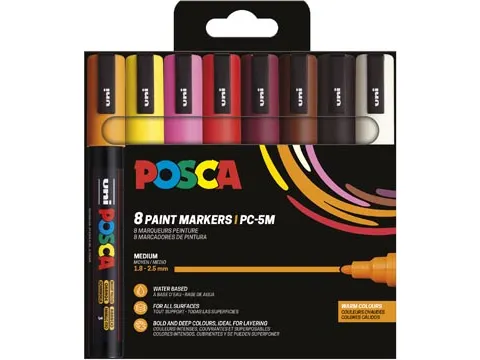 Uni POSCA paintmarker PC-5M 8 stuks in warme kleuren