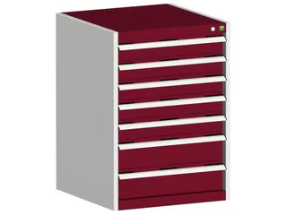 ladekast HxBxD 900x650x650mm 7laden romp RAL7035 front RAL3004 - 1