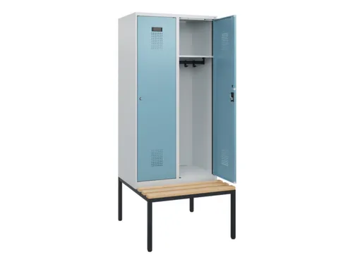 locker met bank,HxBxD 1950x800x815mm,2vak,vak B 400mm,cilinderslot
