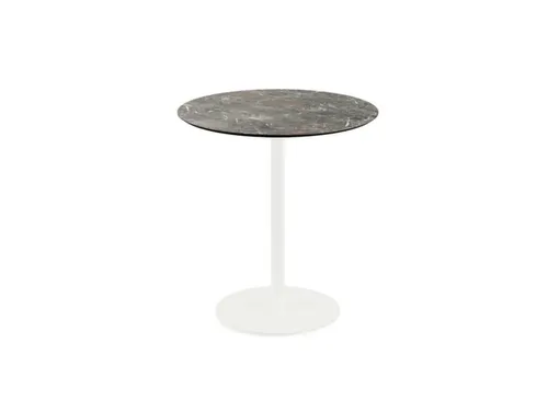 bistrotafel,HxØ 730x700mm,rond,schotelvoet wit,blad HPL Galaxy Marble