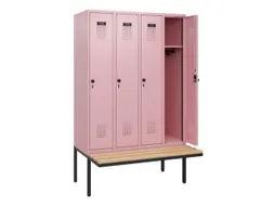 locker met bank,HxBxD 1950x1200x815mm,4vak,vak B 300mm,draaigrendel