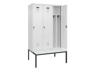locker met bank,voor scheiding van kleding,HxBxD 2120x1200x815mm,3vak - 1