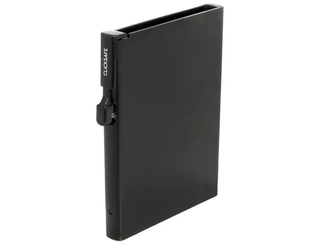 Pasjeshouder Clicksafe RFID aluminium zwart voor 6 pasjes