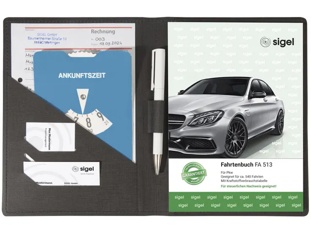 Schrijfmap Sigel A5 antraciet met penvak, insteekvak en blokhouder