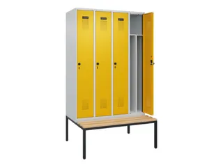 locker met bank,voor scheiding van kleding,HxBxD 2120x1200x815mm,4vak - 1
