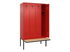 locker met bank,HxBxD 2120x1200x815mm,4vak,vak B 300mm,cilinderslot